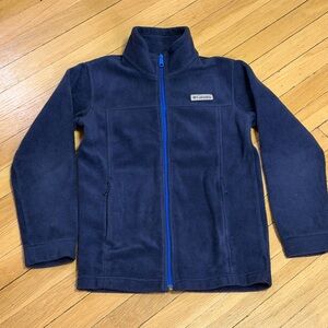 Columbia Navy Fleece Jacket with Bright Blue Trim